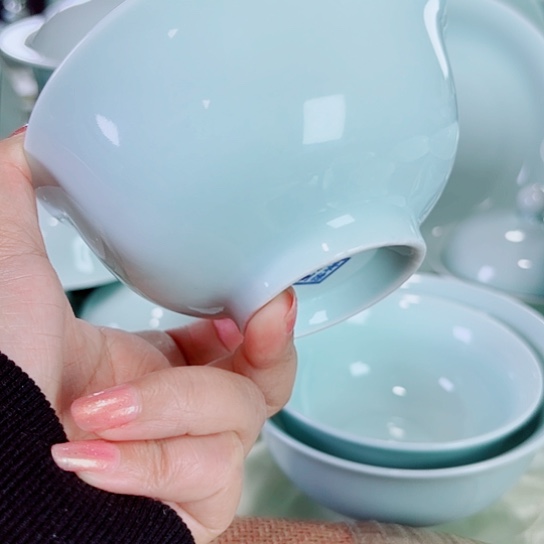 青瓷高白泥饭碗十个十筷子