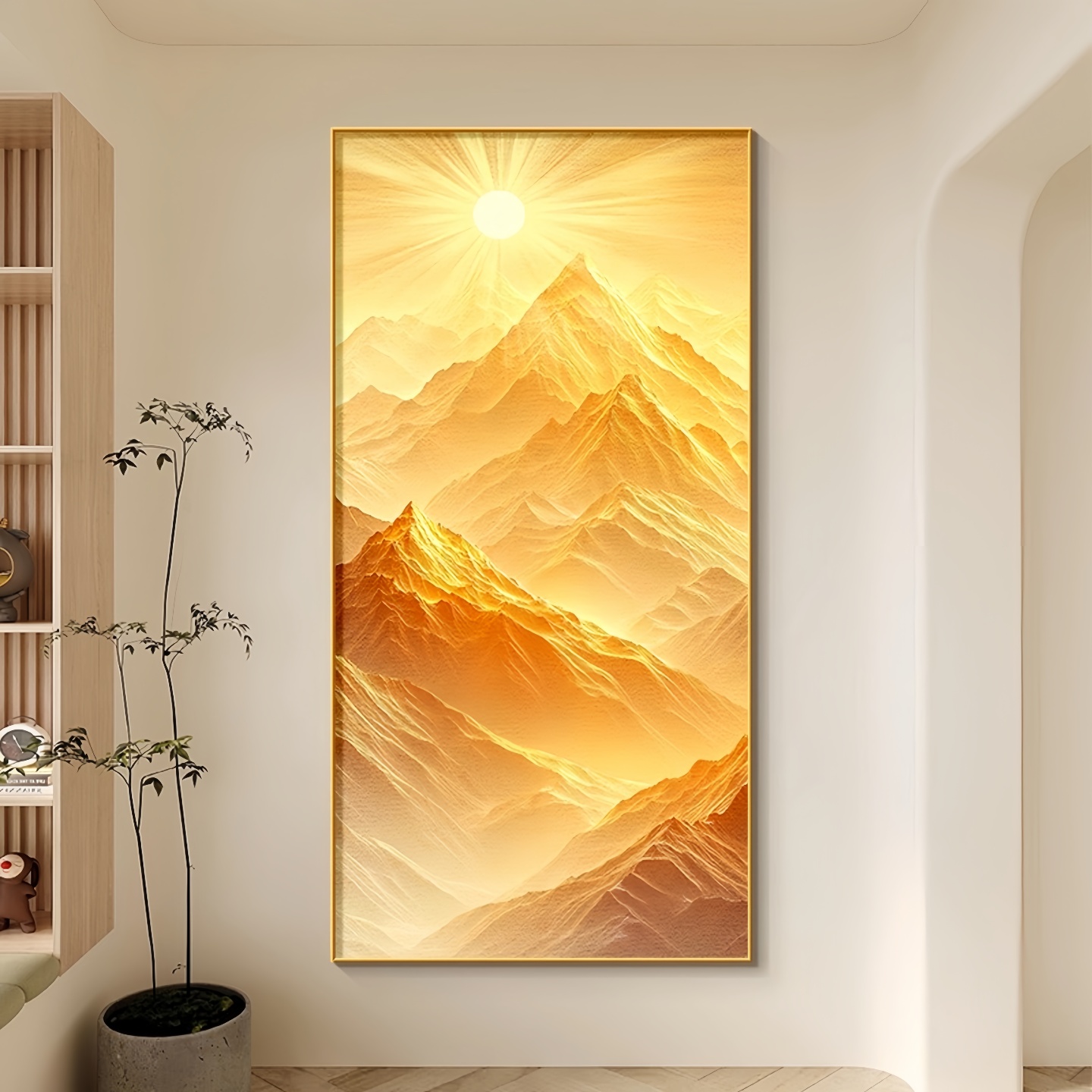 日照金山玄关装饰画入户正对门新中式适合东墙走廊过道挂画