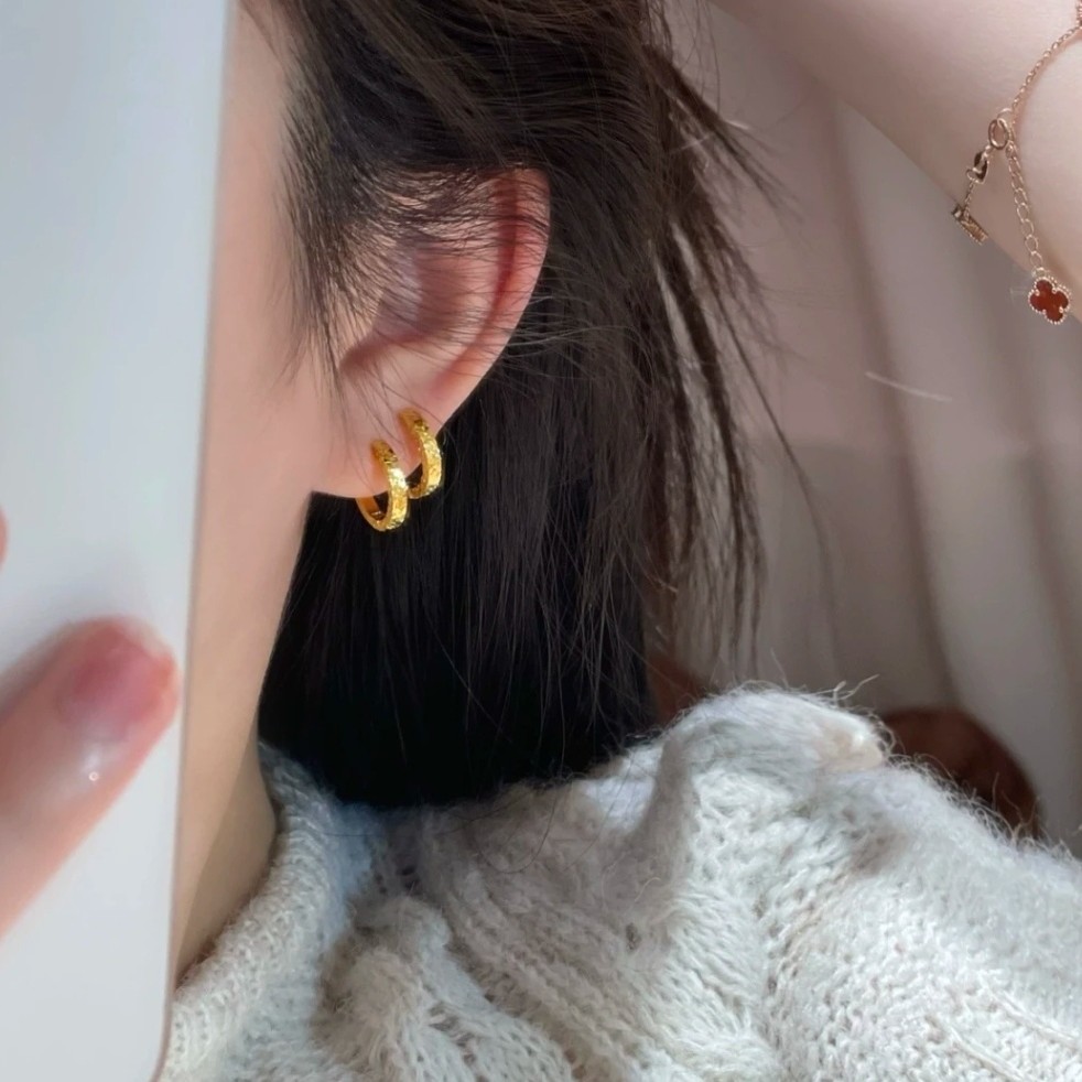 铜合金合金耳饰 铜合金耳饰【碎冰冰小耳扣1.3厘米百搭时尚