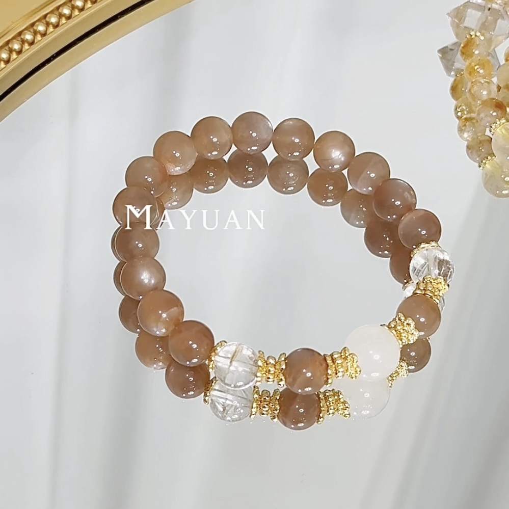 【奶茶月光】雪花幽灵白水晶奶茶月光DIY设计手串多样性发