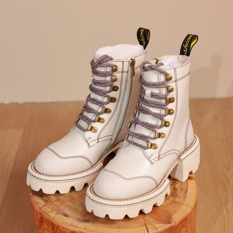 【抖音专属】厚底马丁靴(DD2216358-米白色)