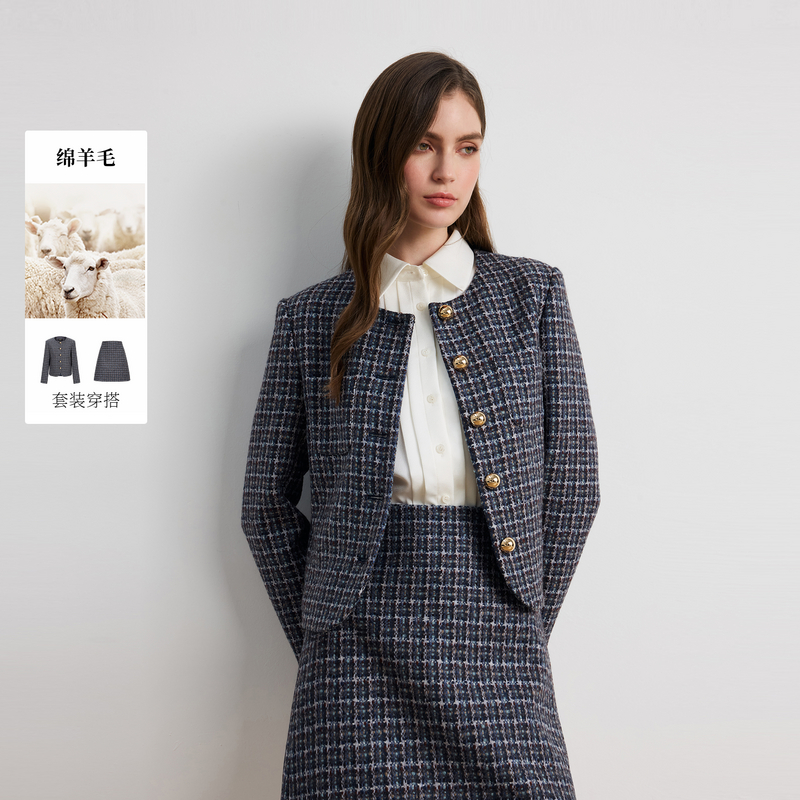 【100羊毛】Scofield女装小香风粗花呢外套2025秋季新品SFJKF8C91E