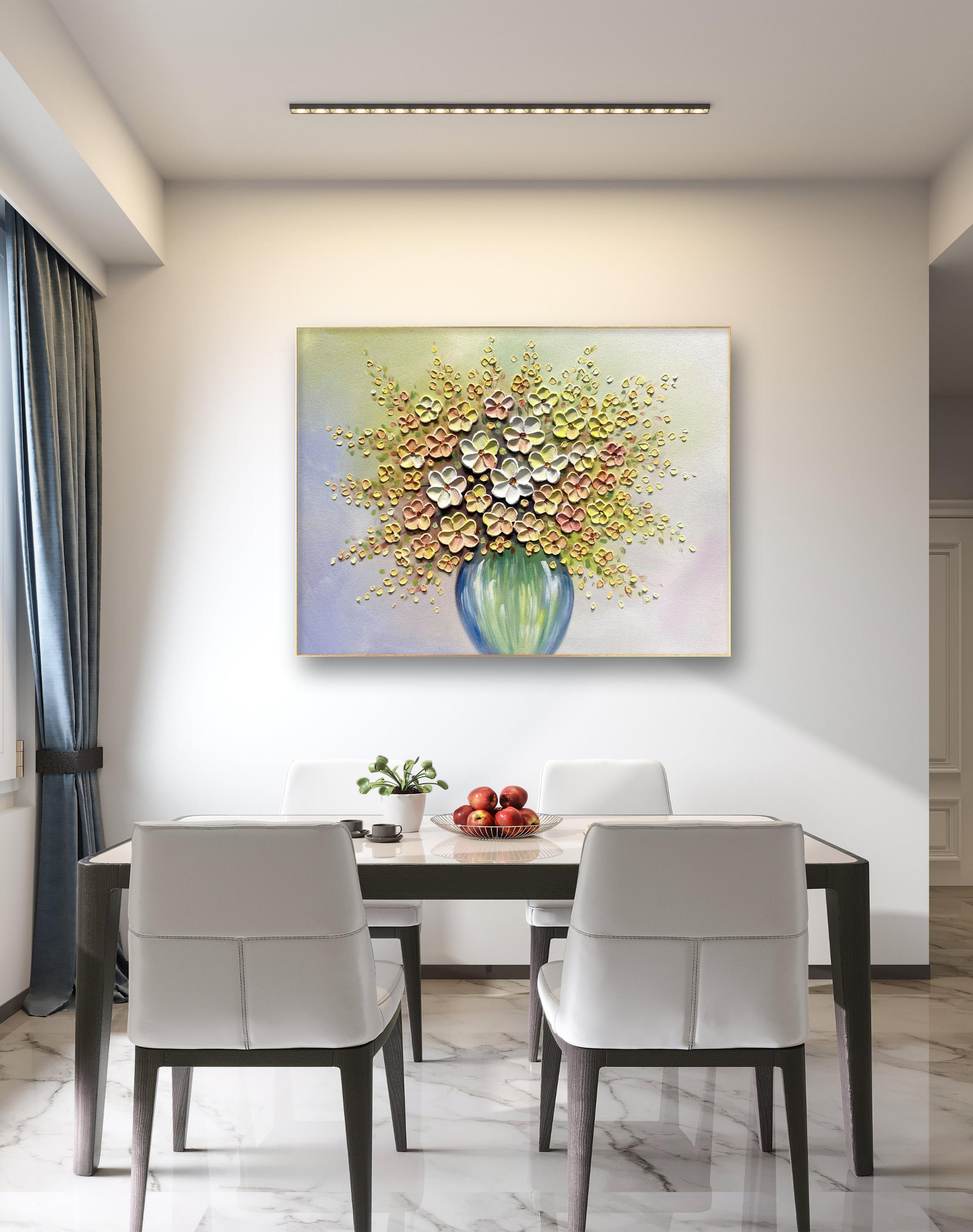 【山茶花束】纯手绘油画高端大气客厅装饰艺术挂画