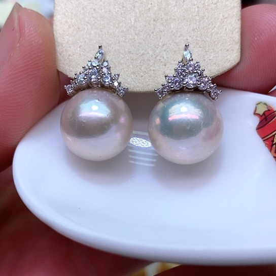 淡水珍珠耳饰银S925镶嵌