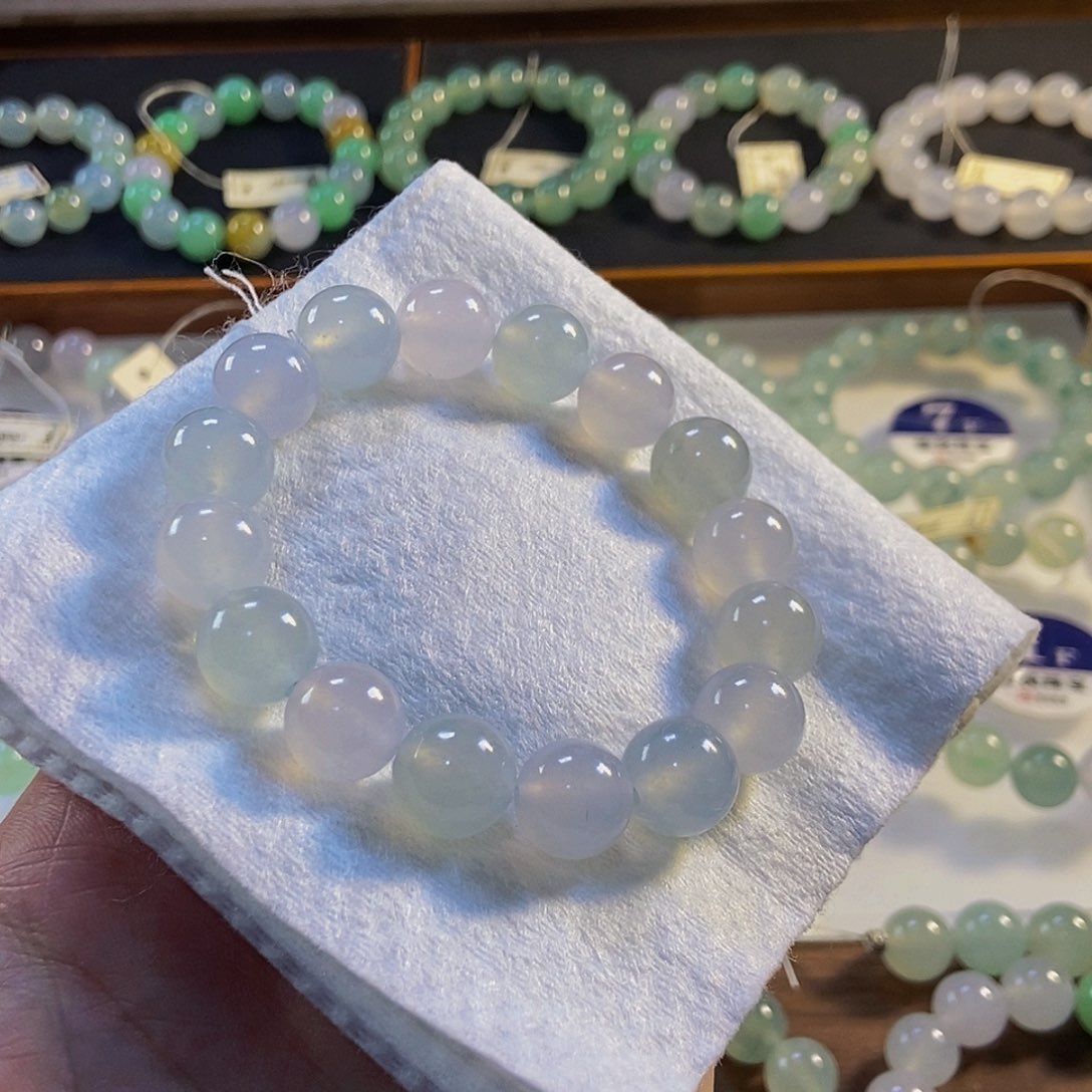 定制翡翠未镶嵌翡翠手串卡12+