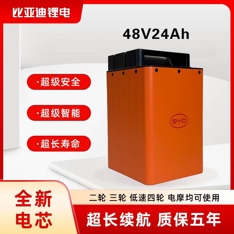 比亚迪48V24AH磷酸铁锂电池含充电器适用于电动两轮三轮四轮车