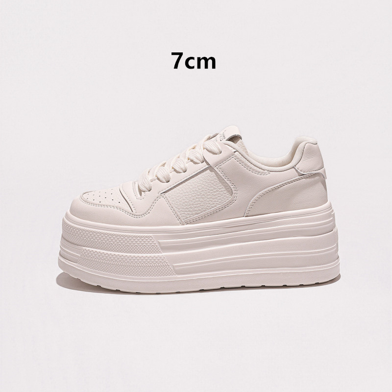 2025秋冬小白鞋松糕7cm增高运动休闲鞋韩版时尚休闲鞋系带厚底潮