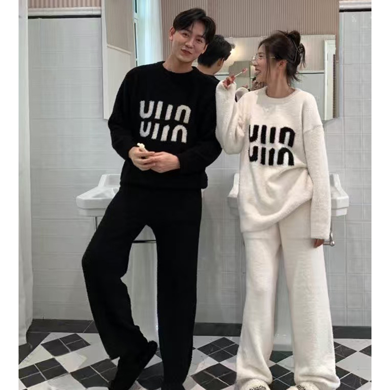 莫里伊【圆领简约套装】小众时尚设计休闲可外穿保暖睡衣家居服