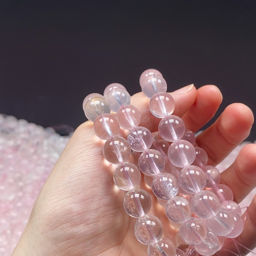 水晶手串未镶嵌11mm星光莫粉