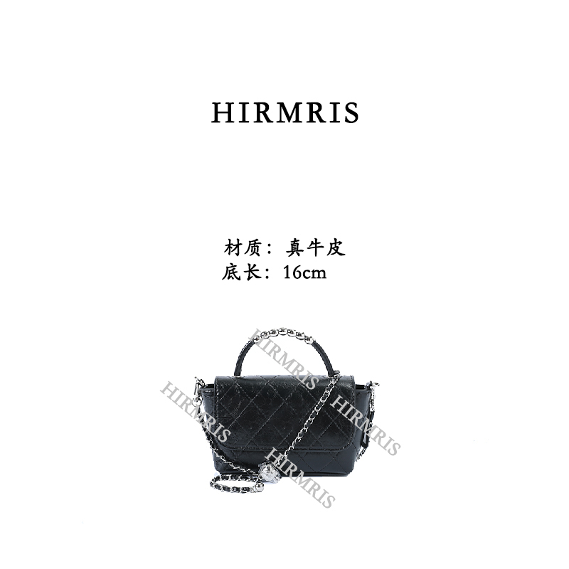 HIRMRIS手工真皮包MX193  缪菱格手提珠黑色