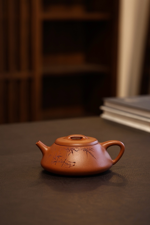 马璟辉制朱泥小容量纳瓢壶王翔装饰220cc全手工泡茶壶纯手工茶具