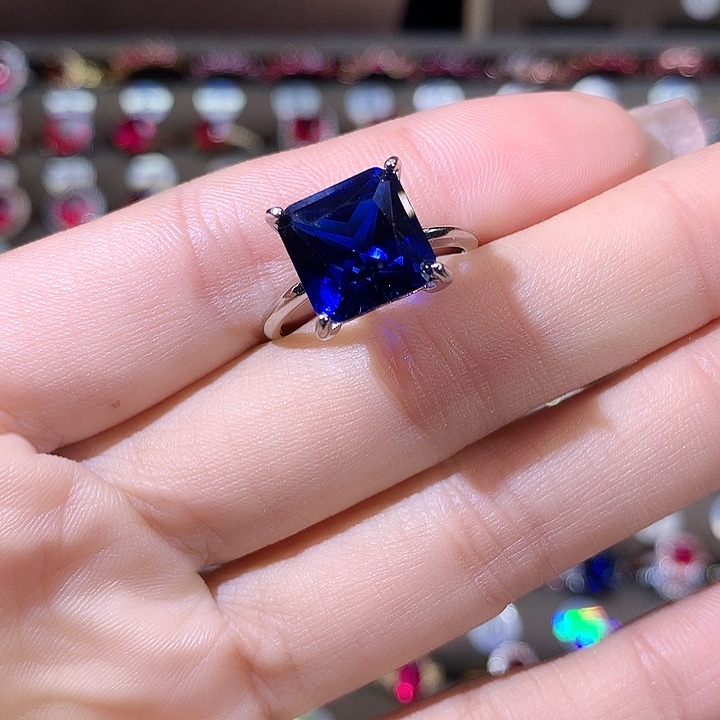 925银皇家蓝戒指白10