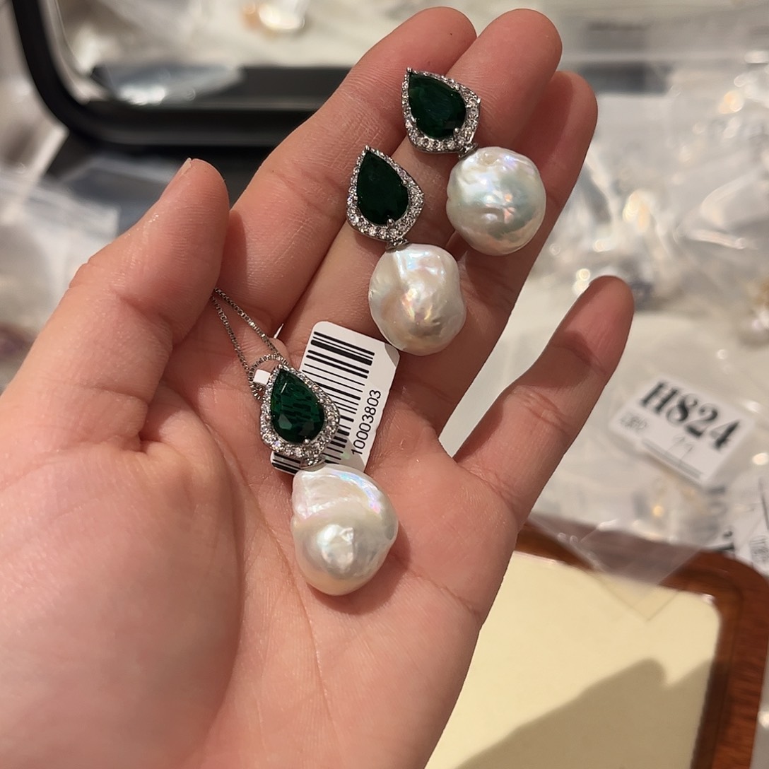 合金淡水珍珠耳饰