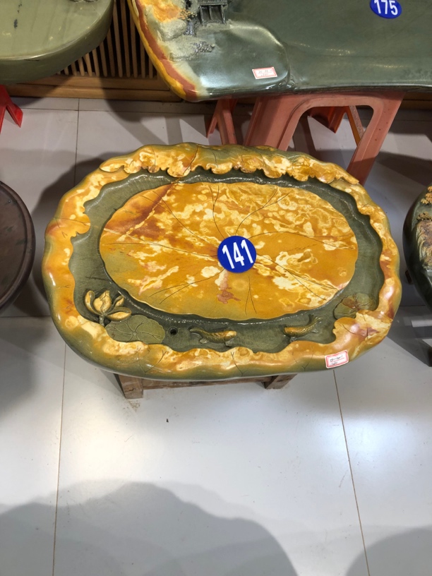 金包玉绿端石小茶盘