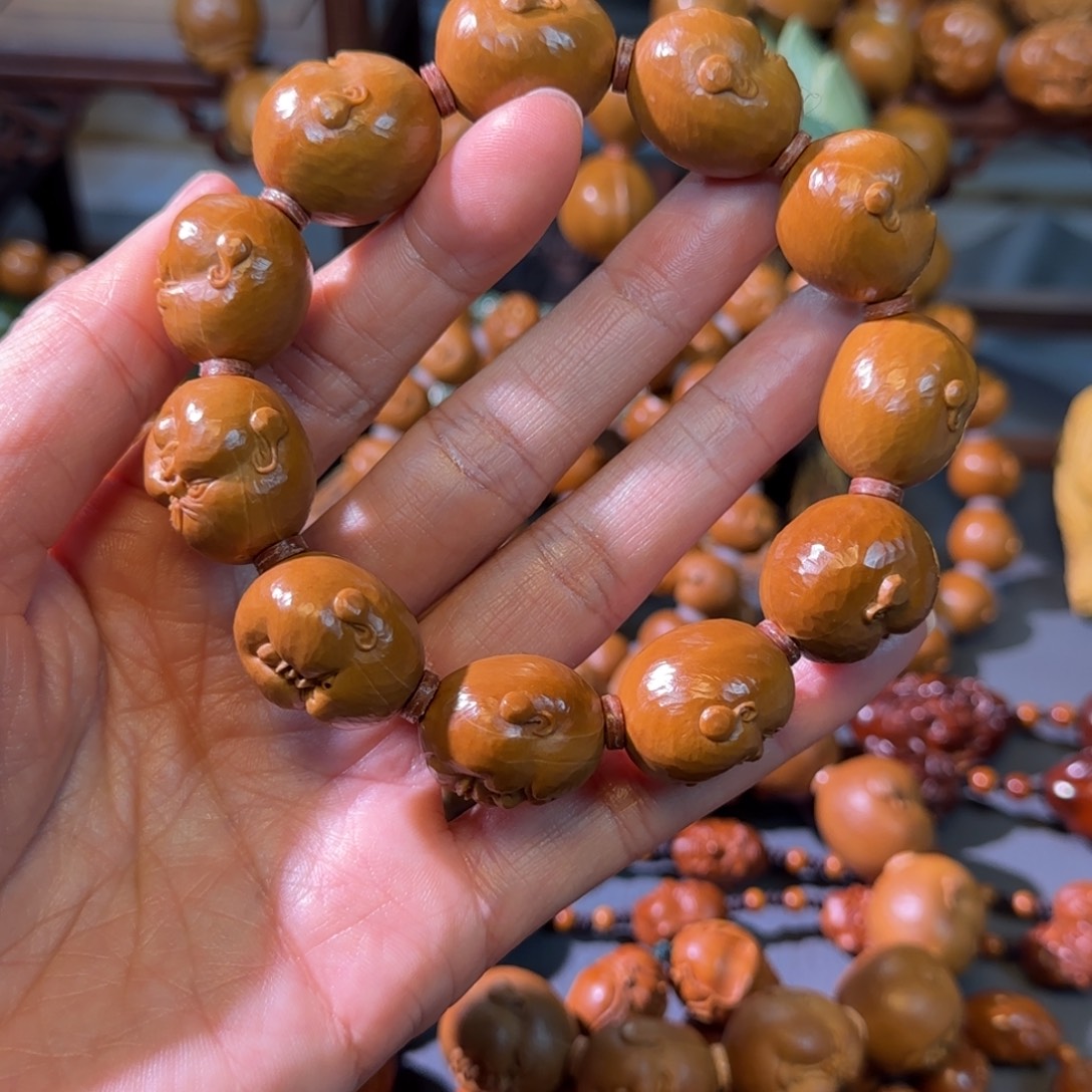 明***入手串/手链橄榄核纯手工铁核闪刀钻石百态手串