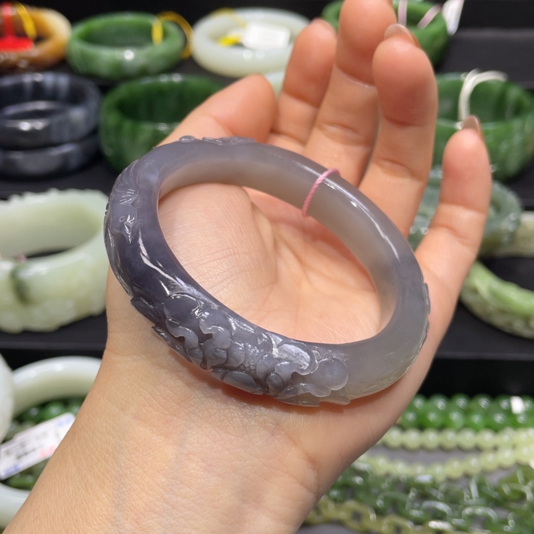 和田玉手镯55圈口 编号23未镶嵌叮**2