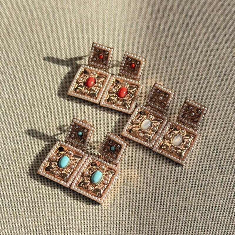 铜合金珐琅耳饰 意大利手工饰品 MIKI古典耳钉（0003FL）