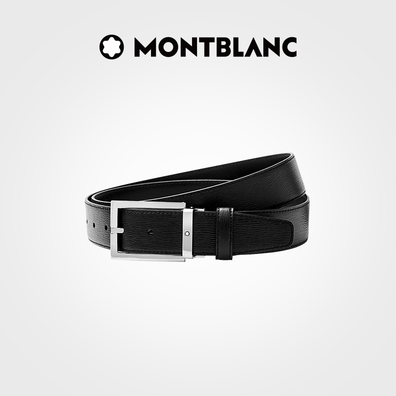 【圣诞礼物】Montblanc/万宝龙男士黑色商务休闲腰带35mm奢享礼遇