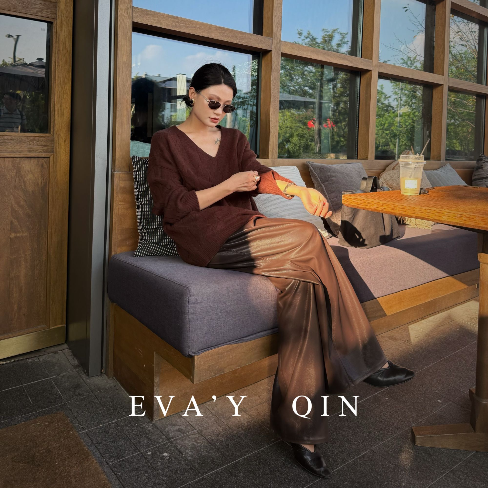 Eva‘Y丨“小南风”北欧复古绞花100羊毛V领针织衫宽松秋冬休闲