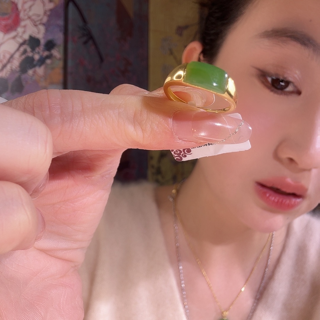 和田玉银S925镶嵌戒指