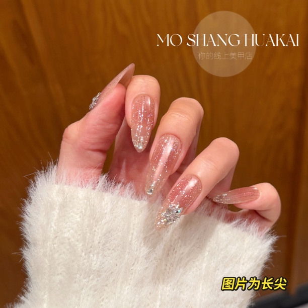 【酥梨酒】爆闪碎钻猫眼温柔百搭气质锆石08120701纯手工穿戴甲