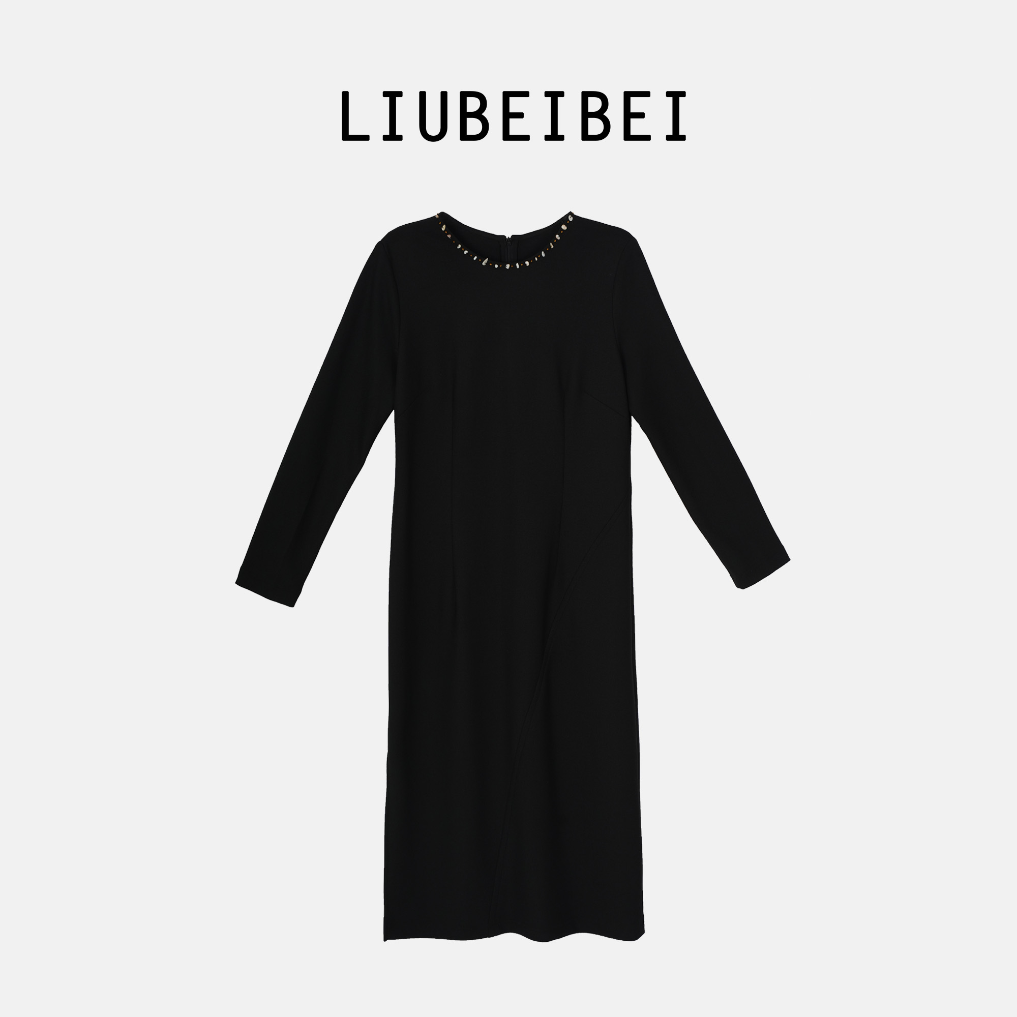 LIUBEIBEI【星光闪闪】春季新款法式显瘦黑色连衣裙-8616