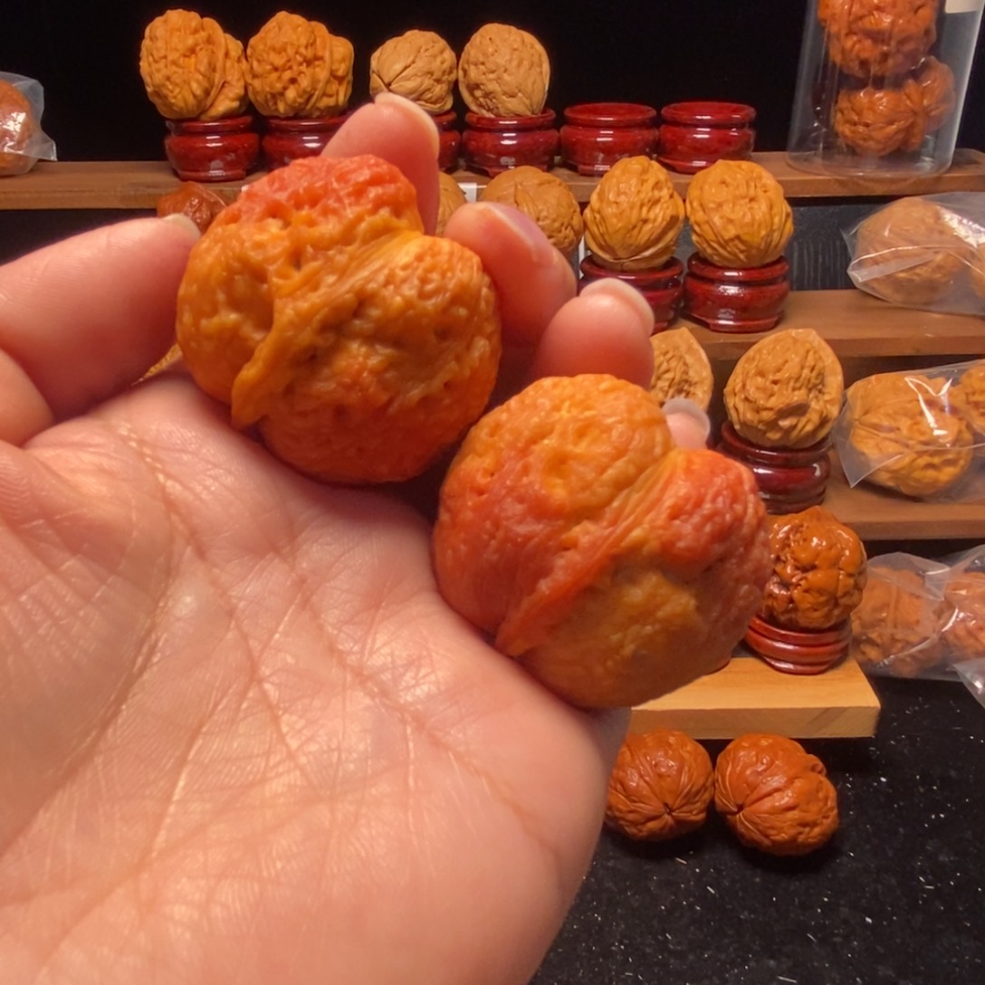 文玩核桃把件七彩元宝蟾41尺