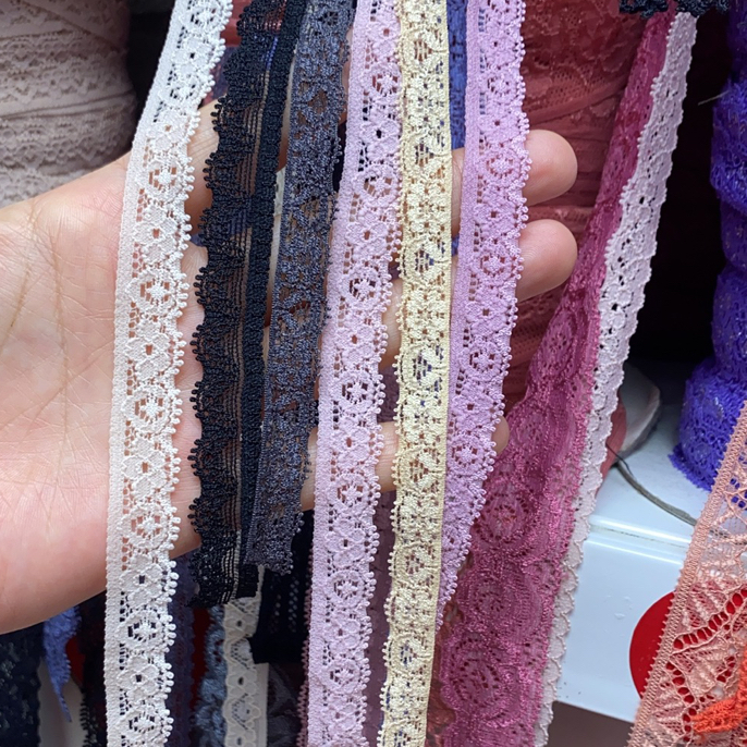 彩色弹力蕾丝花边用于手工DIY服装辅料袖口裙摆装饰蕾丝布料
