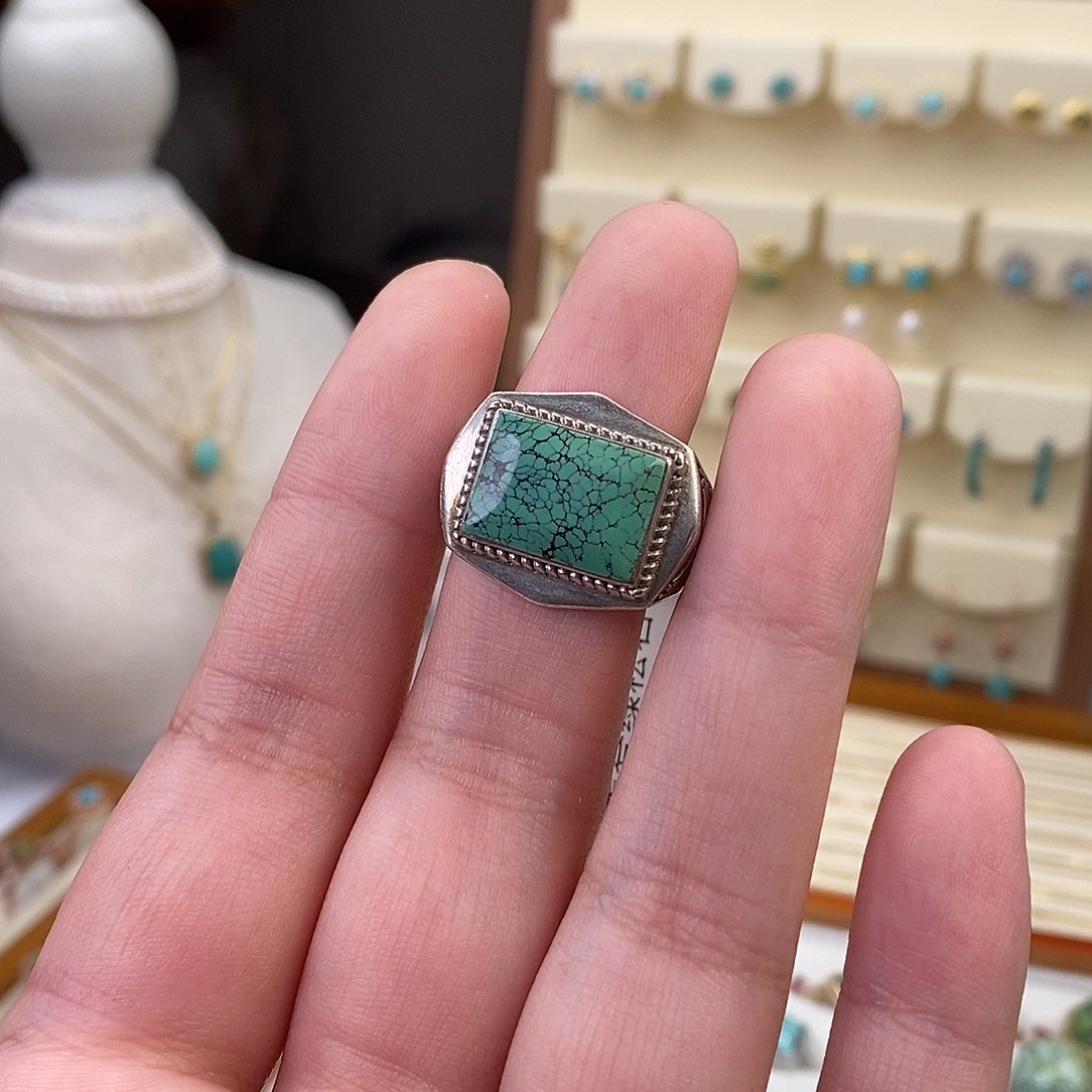 绿松石戒指银S925镶嵌简****欣