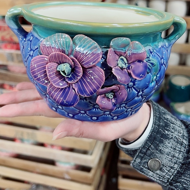 有孔，凑单福利满10元发货陶瓷多肉花盆！