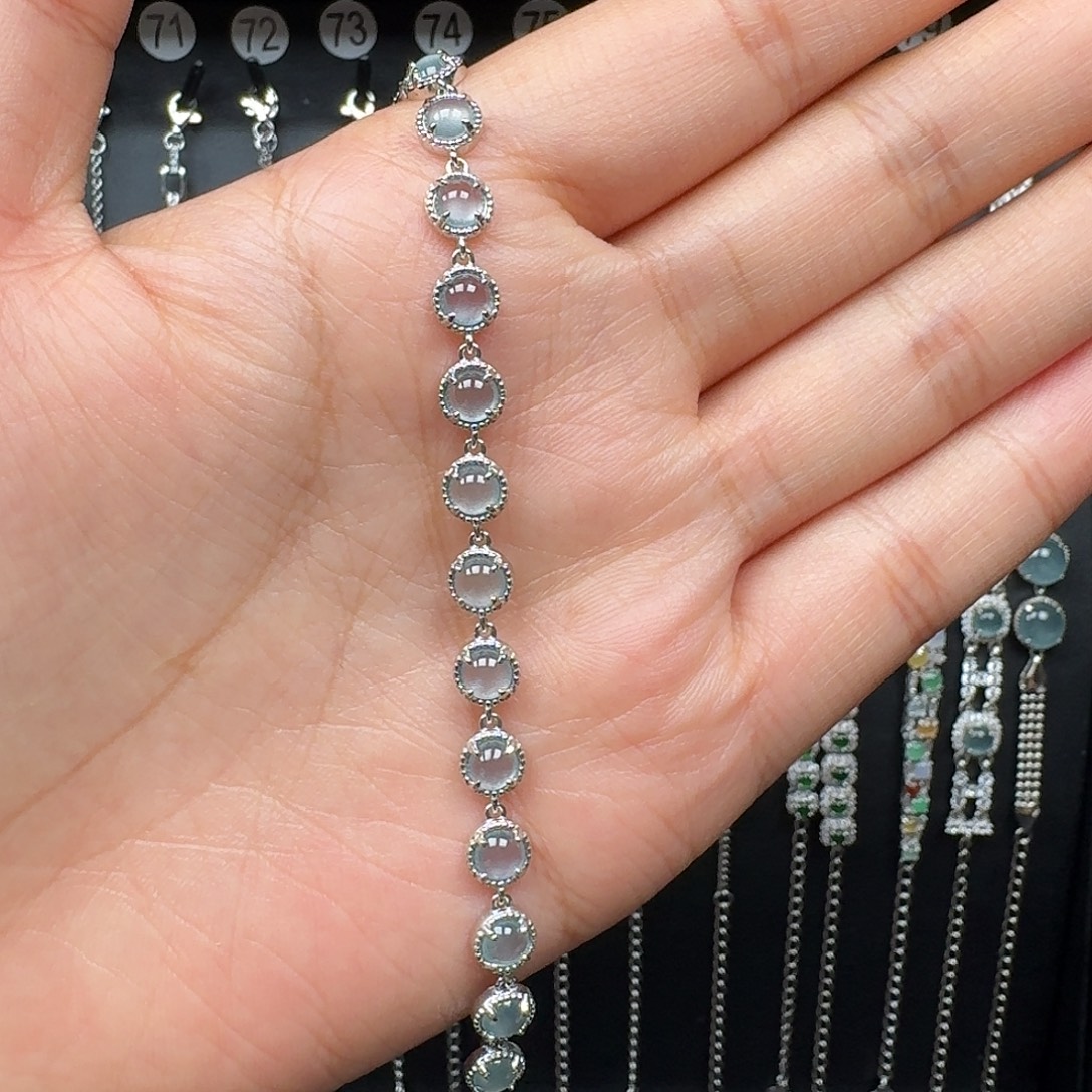 翡翠银S925镶嵌手链