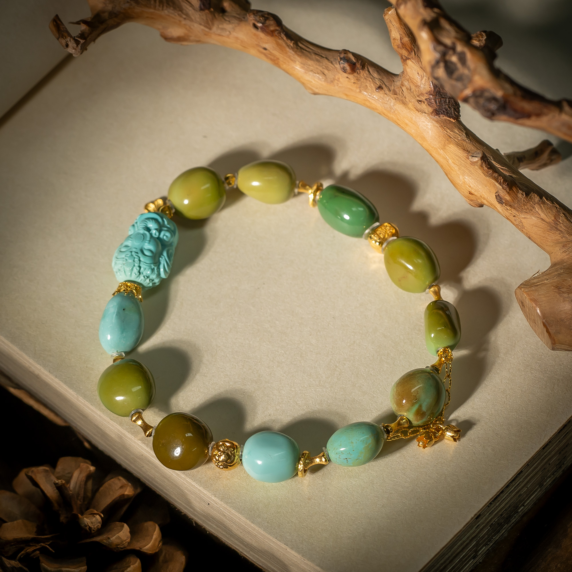 【世间臻宝】18K绿松糖果手串/Q1243/多样性发一件/9-10mm/孤