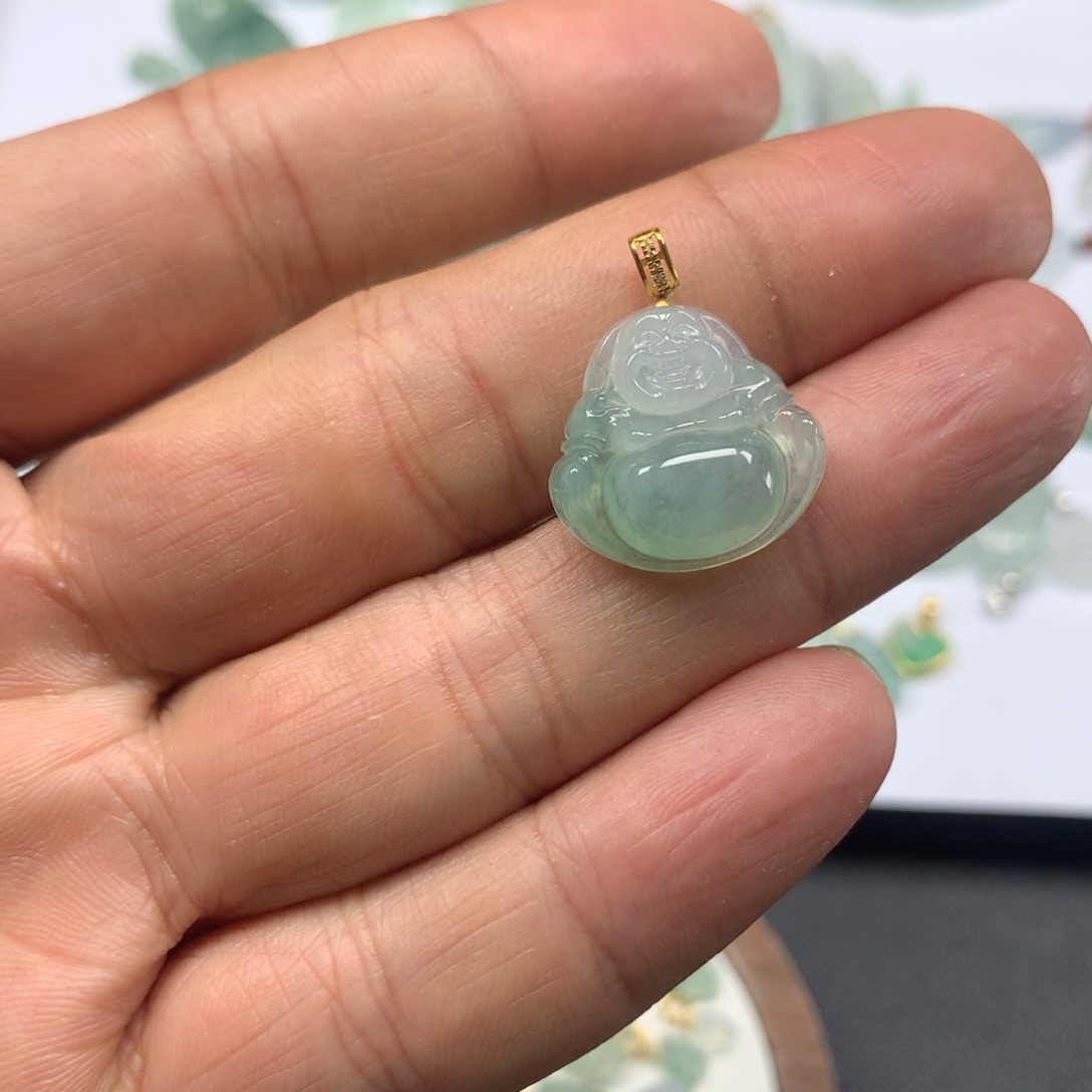 【闪购商品】翡翠颈饰18K金镶嵌佛公