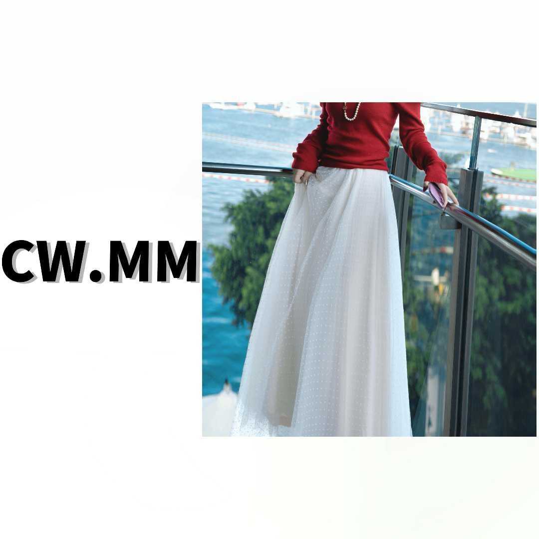 CW.MM【一见倾心】 新款高弹加厚针织网纱波点半裙