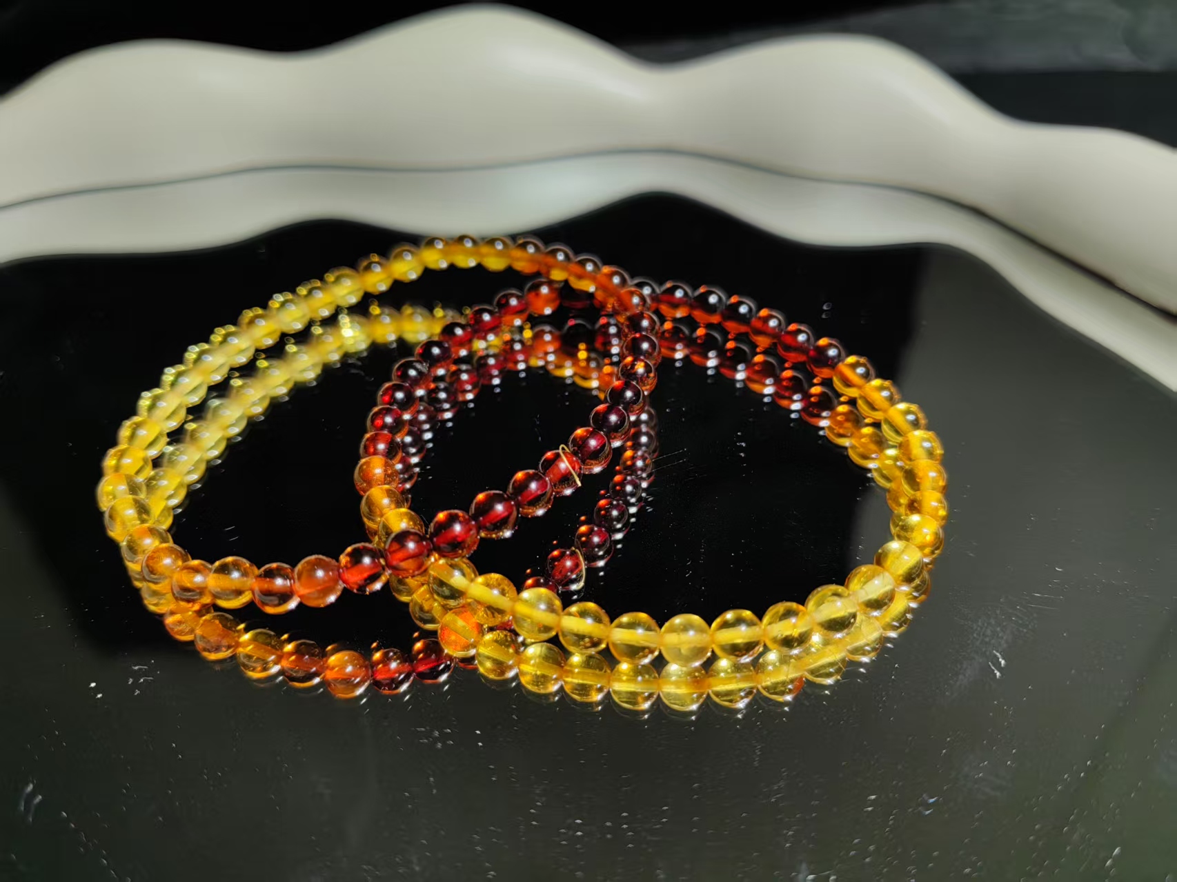 A991【金汐】蜜蜡血珀双拼素圈