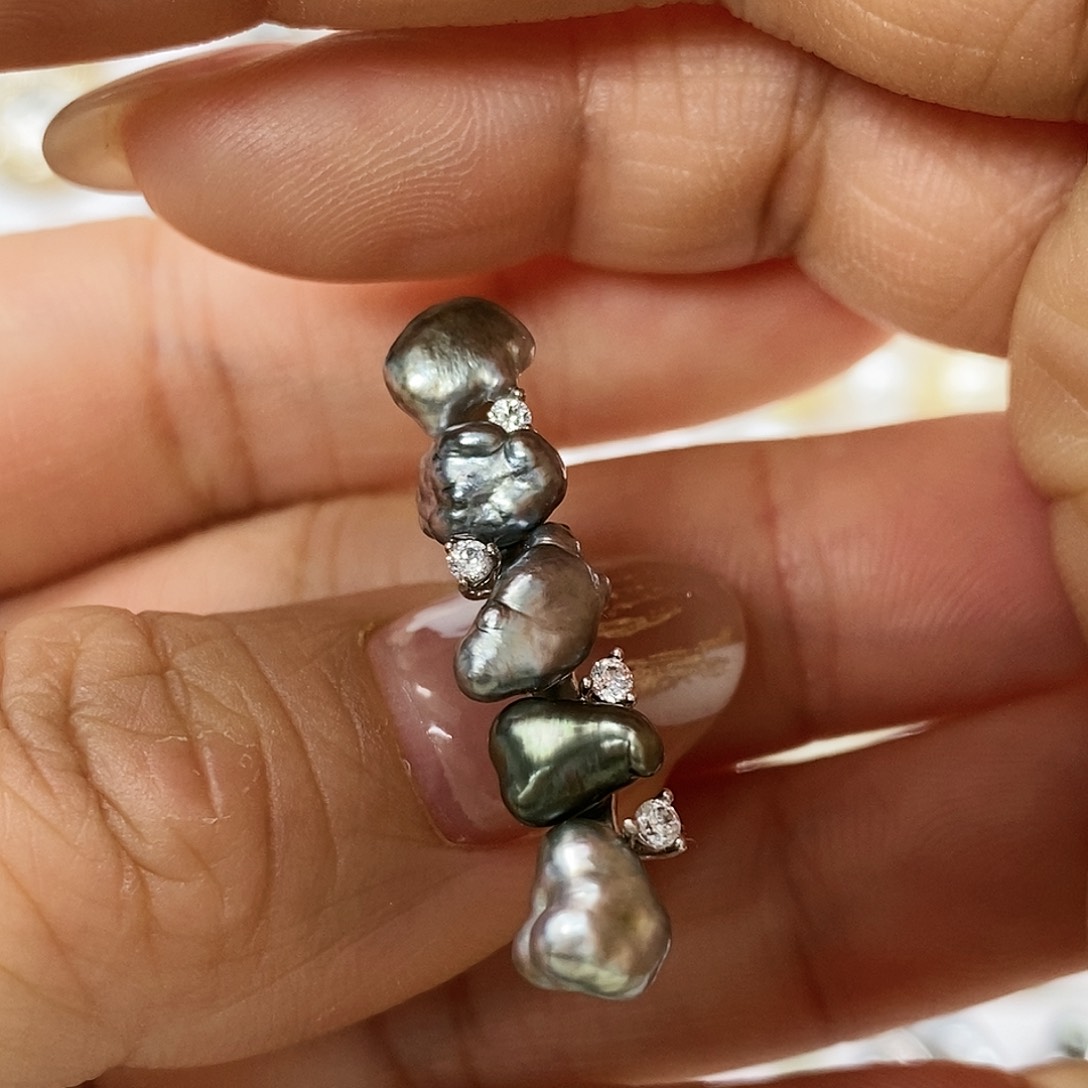 海水珍珠戒圈银S925镶嵌