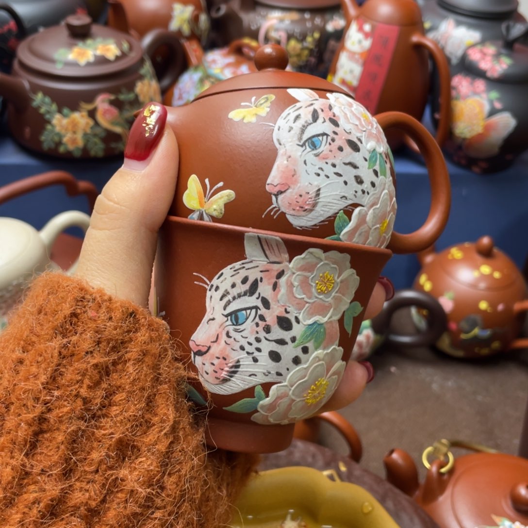 月***瓜紫砂茶杯紫砂一壶一杯