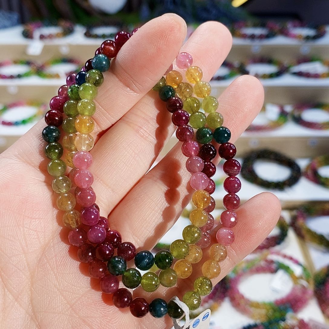 碧玺手链未镶嵌G2603三圈颜色微差