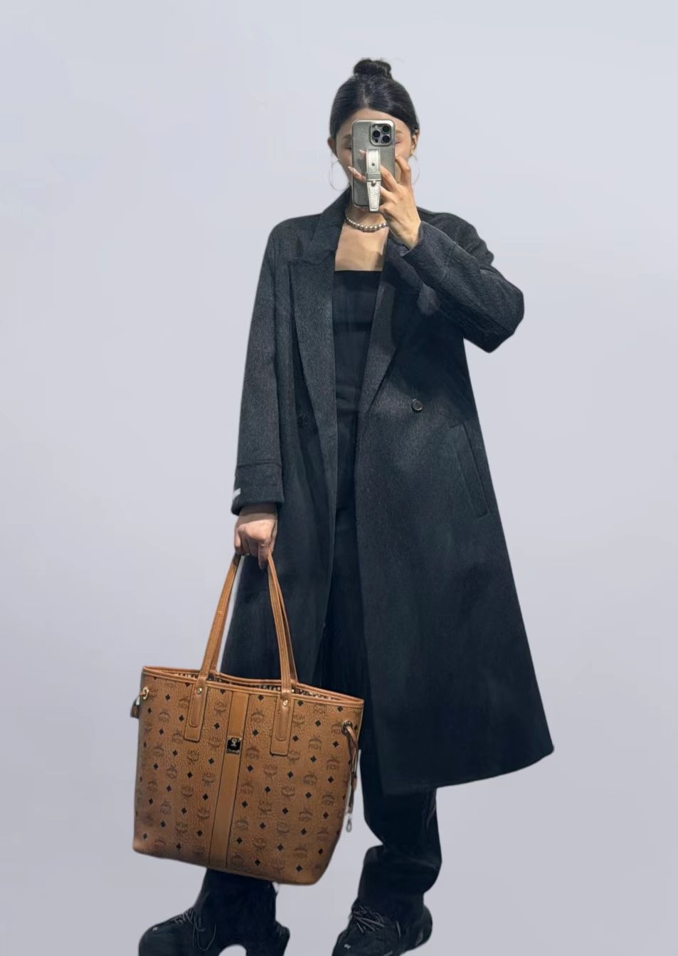 女士秋冬长款西装领轻奢休闲气质网红系带时尚双面毛呢外套大衣