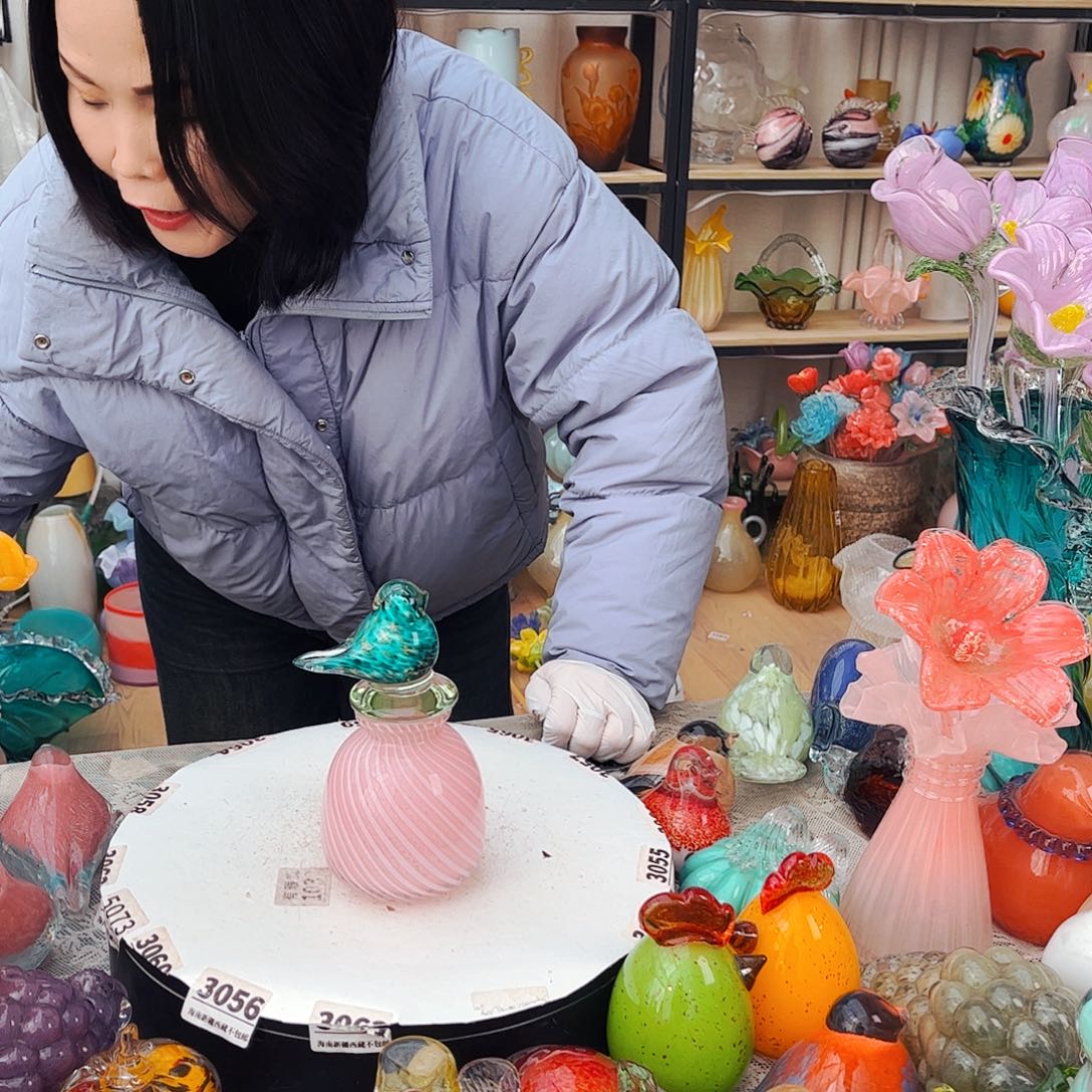 一套1鸟1瓶福利家悦琉璃工艺品