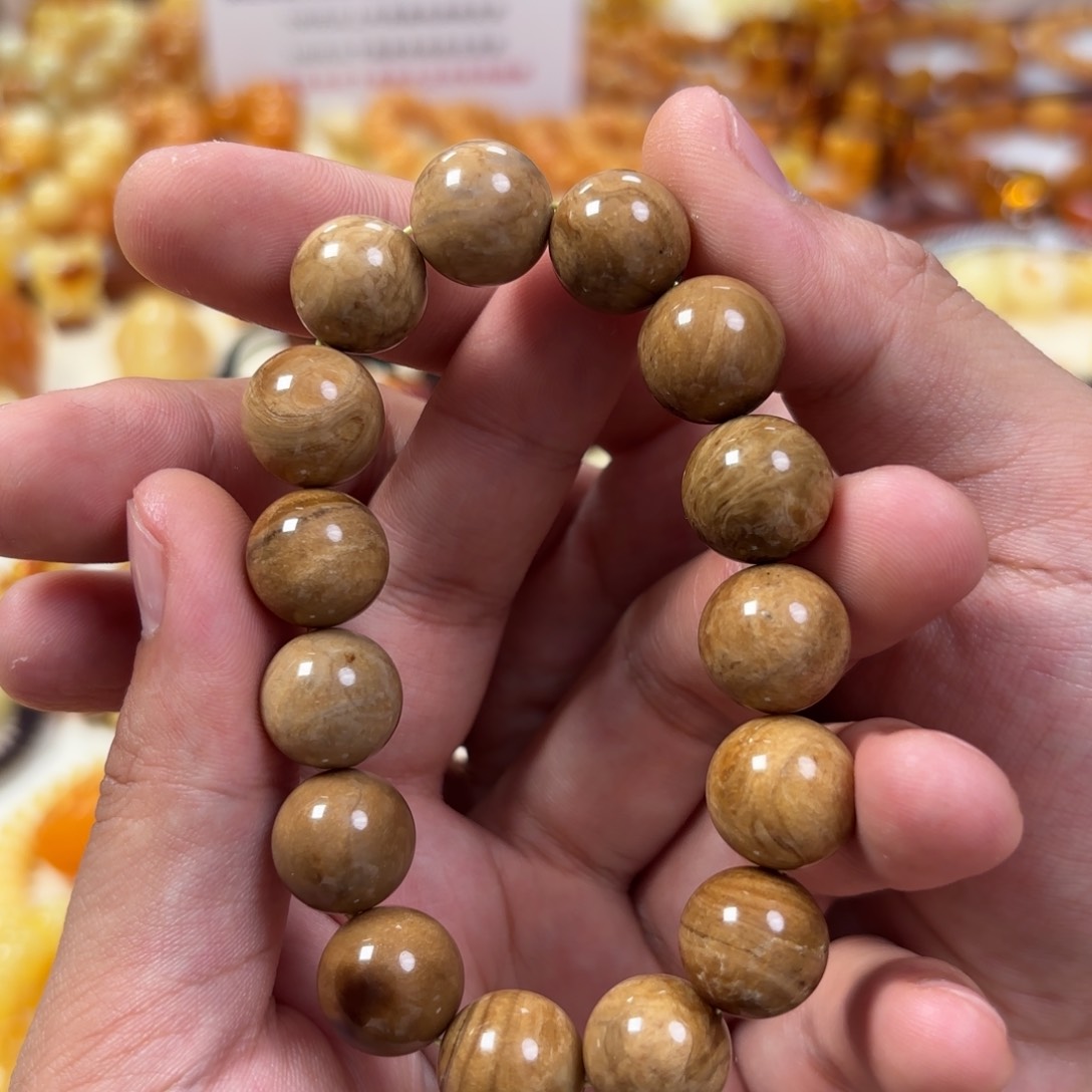 蜜蜡裸石未镶嵌手串