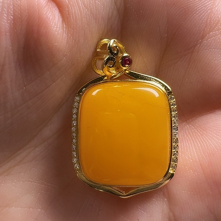 蜜蜡银S925镶嵌吊坠(不含链)吊坠