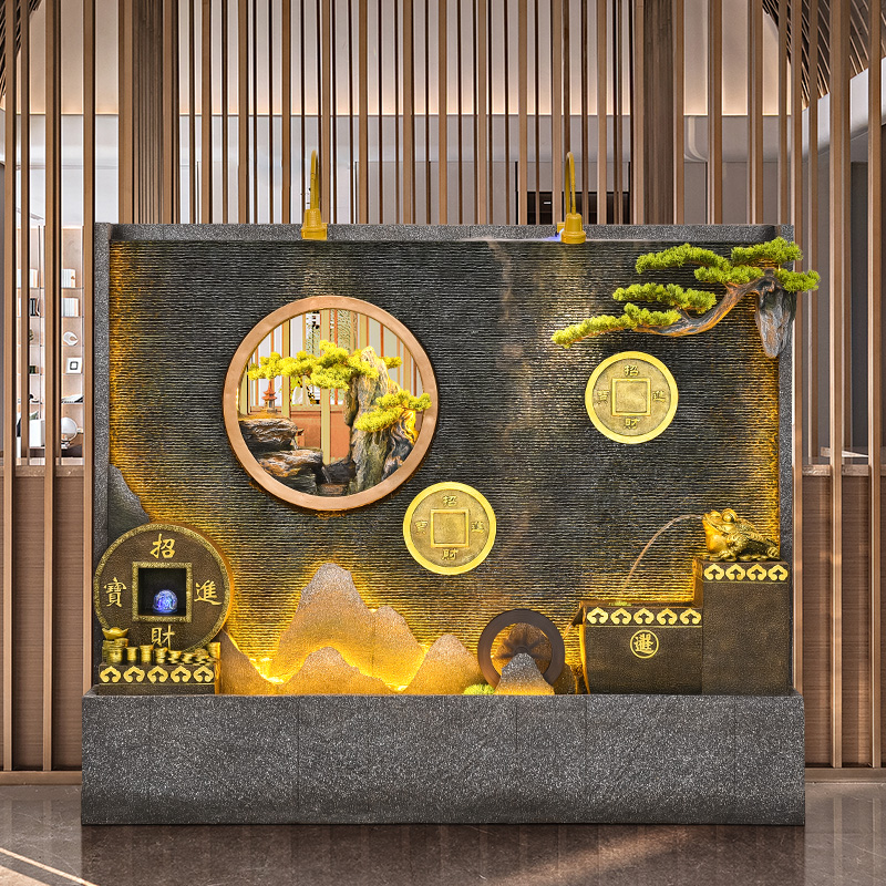 水幕墙流水屏风办公室户外庭院假山鱼池造景落地装饰摆件