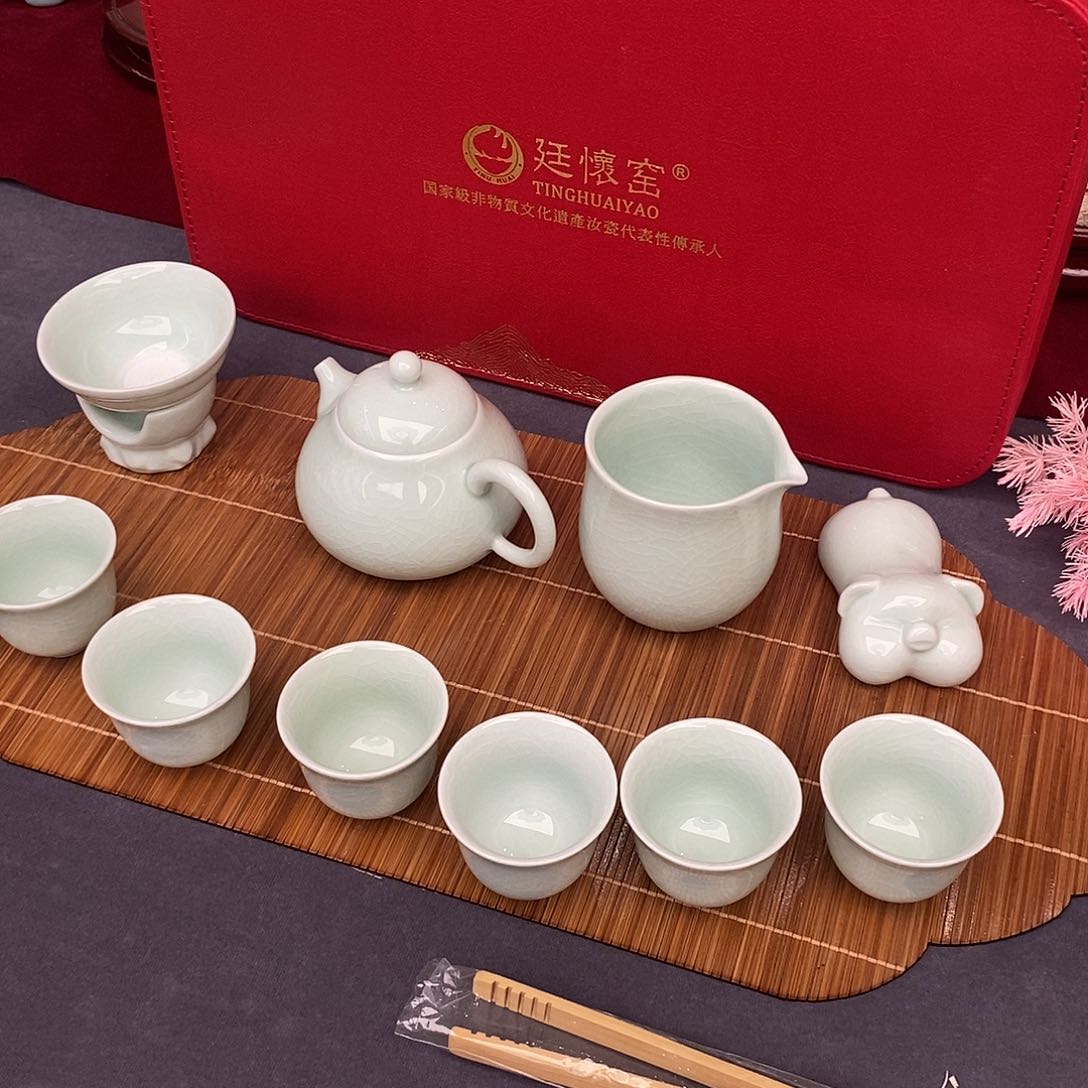 玉青色融天壶套装