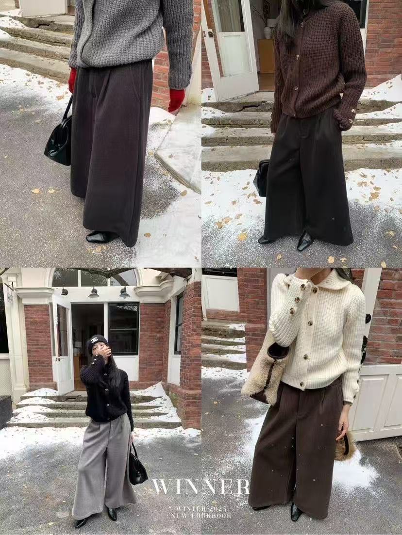 复古老钱风高级加厚阔腿休闲裤W8232（福利款）