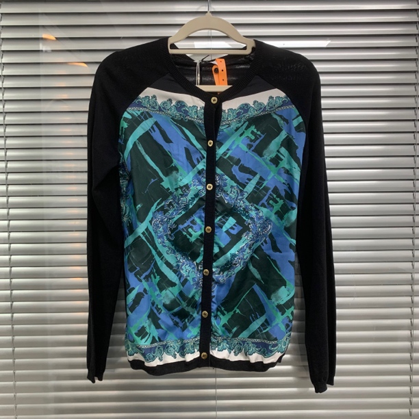 99新 VERSACE/范思哲 真丝拼假针织衫/40码/D01225