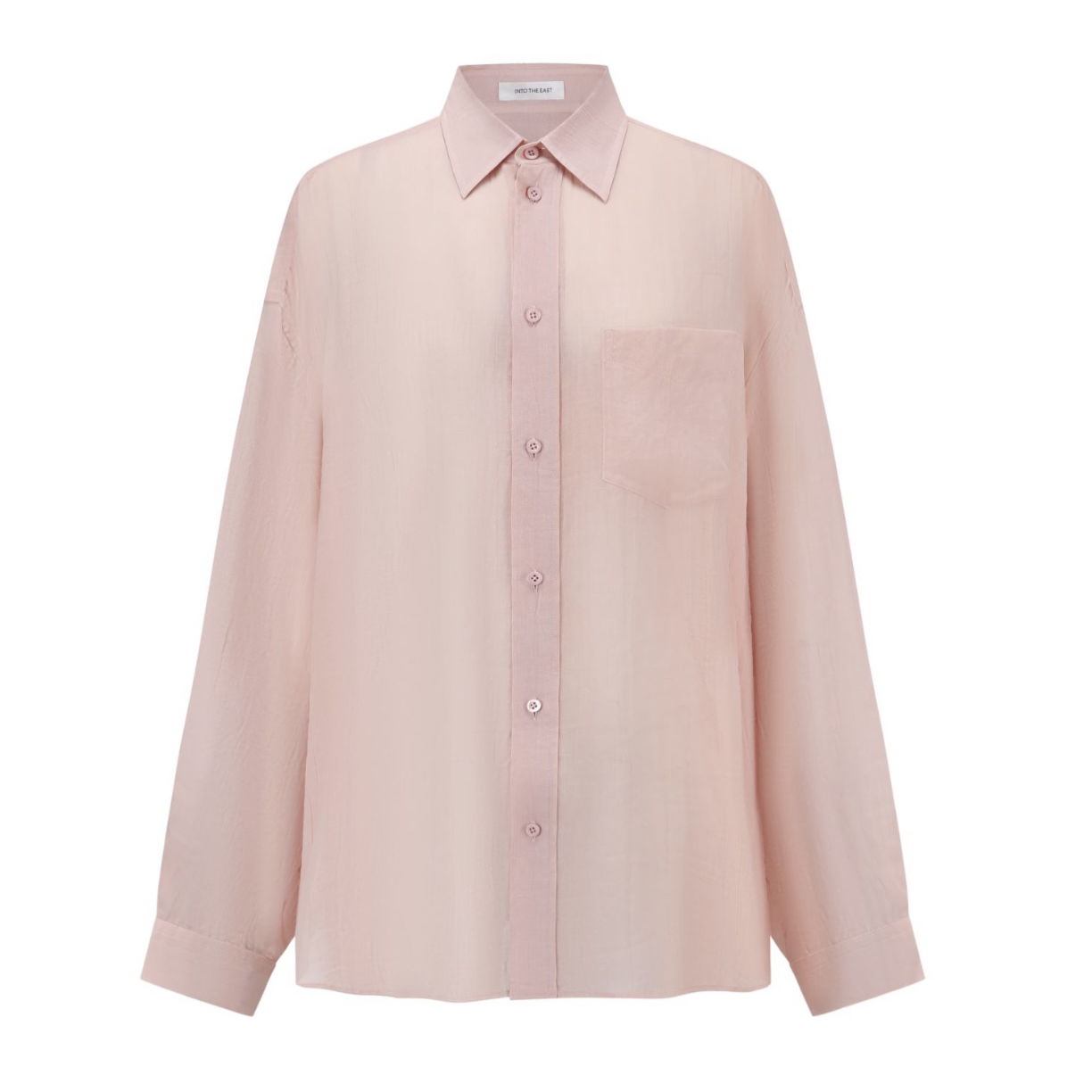 INTO THE EAST粉色微透翻领衬衫