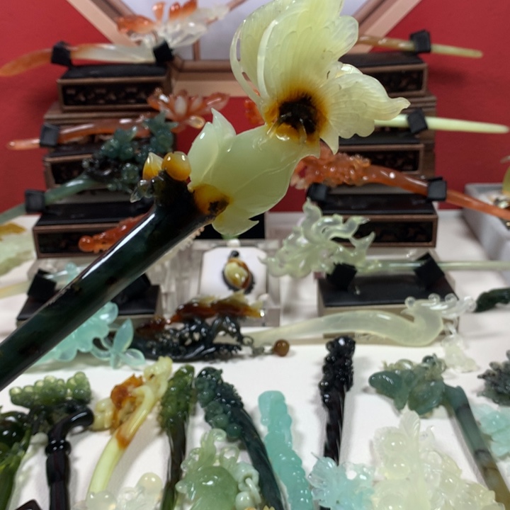 蛇纹石玉发簪未镶嵌妙**屋