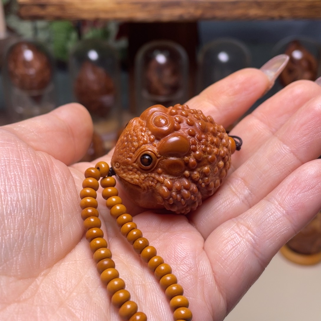 佛螺菩提吊坠元宝金蟾链子一套