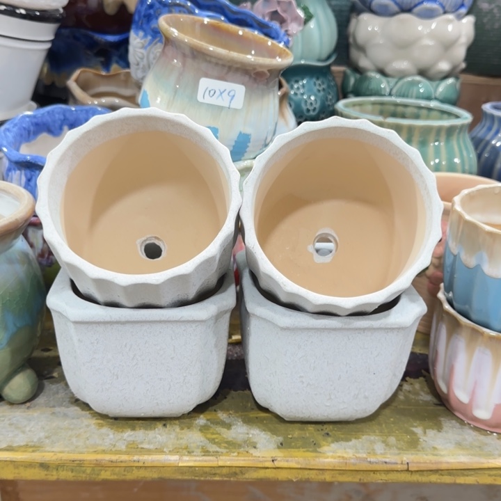 凑9快包邮，有孔，陶瓷花盆